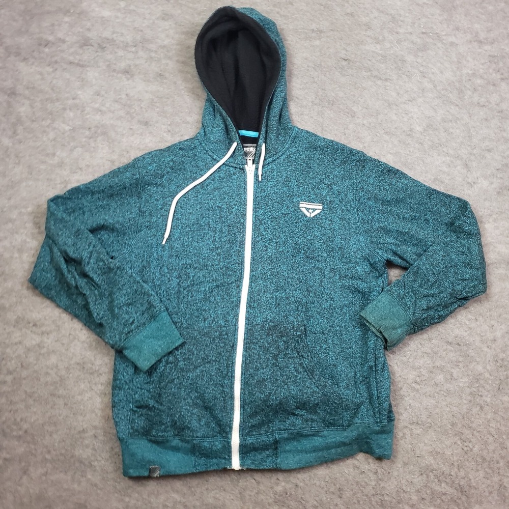 Top Heavy Sweater Mens M Medium Blue Hoodie Zip Up Long Sleeve Casual Surf Adult